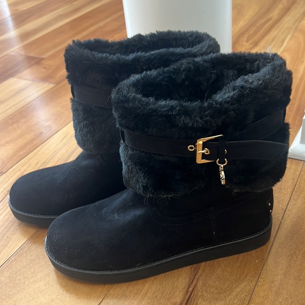 Black faux suede boot